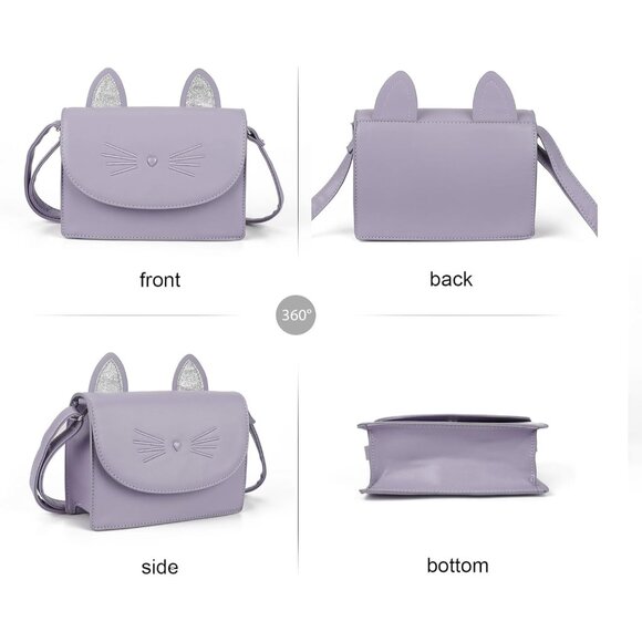 Small Purple Cat Crossbody Purse for Girls – Ideal Daily Essentials Storage - Picture 3 of 6